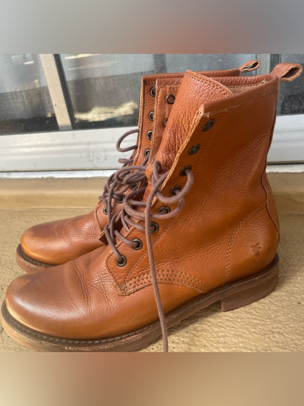 Frye Women's Tan Leather Lace-Up Ankle Boots
